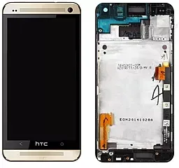 Дисплей для HTC One M7 801e , з рамкою та сенсорним склом, серебристий Дніпро - фото 1
