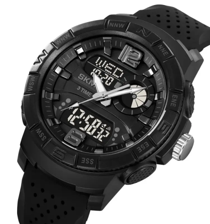 Часы мужские наручные спортивные Skmei 2163 с двойным дисплеем и подсветкой (Черный) Винница