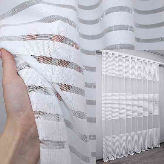 Тюль VR-Textil 1894т Фатин з вишивкою та люрексом Бежевий 300х150 см (40-262) Київ