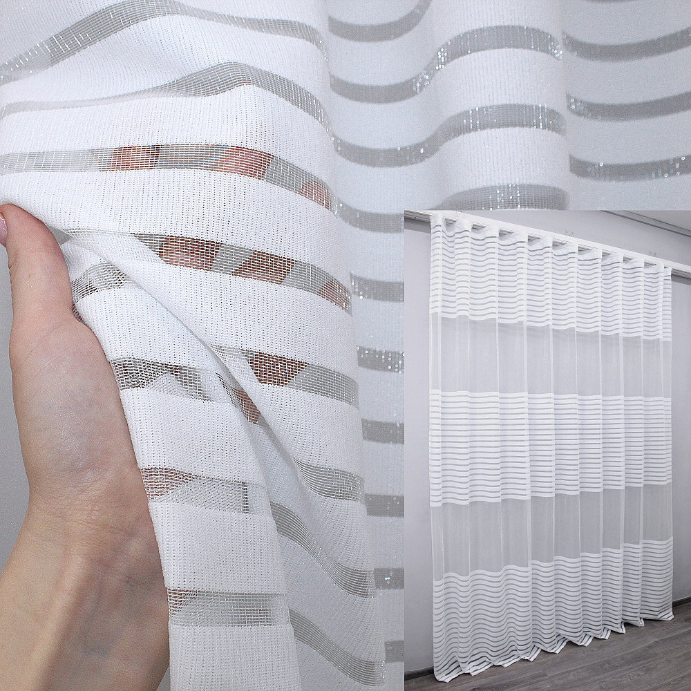 Тюль VR-Textil 1894т Фатин з вишивкою та люрексом Бежевий 300х150 см (40-262) Київ - фото 1