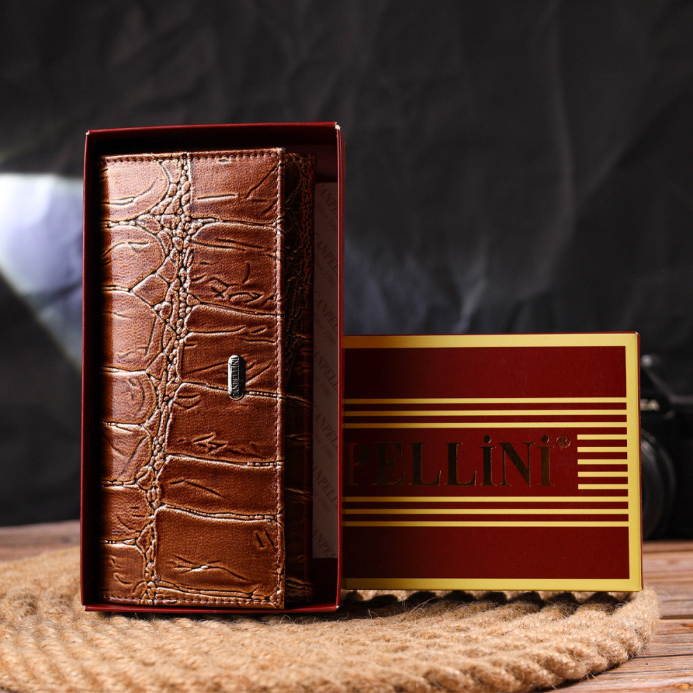 Незвичайний жіночий гаманець із натуральної фактурної шкіри CANPELLINI 21652 Коричневий Київ - фото 1