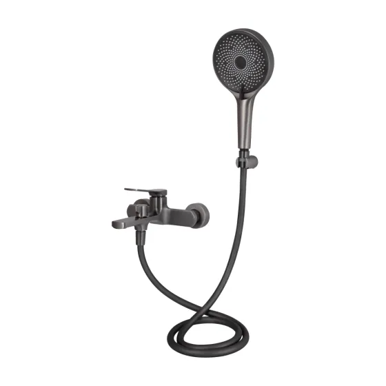 Змішувач для ванни Qtap Slavonice з душовим гарнітуром QTSLV259GMB48035 Gunmetal Black PVD графіт Київ