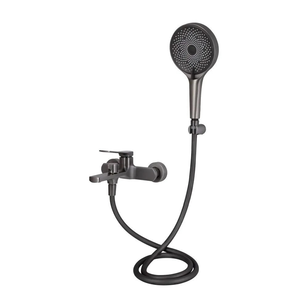 Смеситель для ванны Qtap Slavonice с душевым гарнитуром QTSLV259GMB48035 Gunmetal Black PVD графит Киев - изображение 1