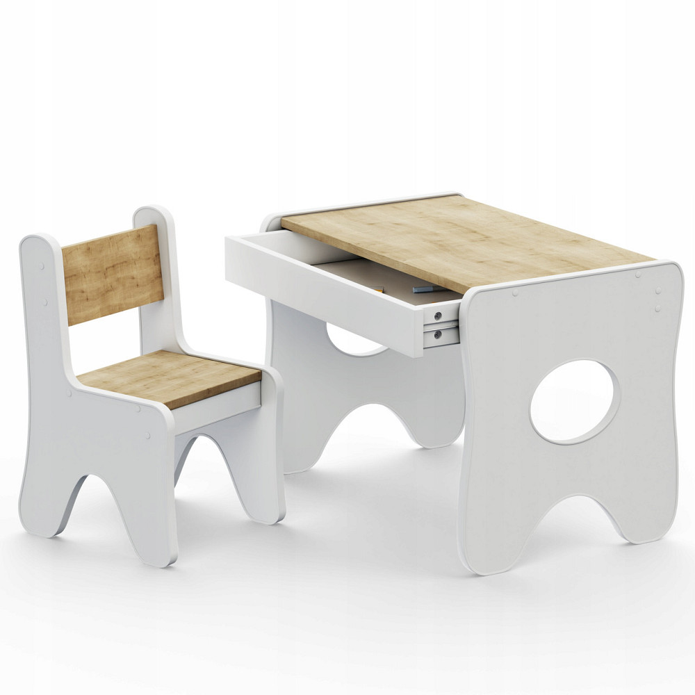 Стульчик в детскую комнату 55×37×33 детский удобный стул для игр, белый с деревом Киев - изображение 2