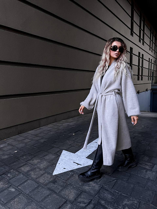 Женский теплый длинный кардиган на запах плотная альпака Одесса - изображение 7