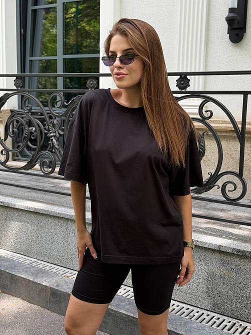 Футболка и велосипедки женские кулир Черный XL/2XL Харьков - изображение 2