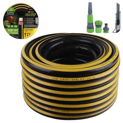 Шланг армований 4-х шаровий, "Ruby Ant" 3/4" 20 м + подарунок розприскувач "Равлик", 2 адаптори, конектор і ніж. Alloid Pro Одеса