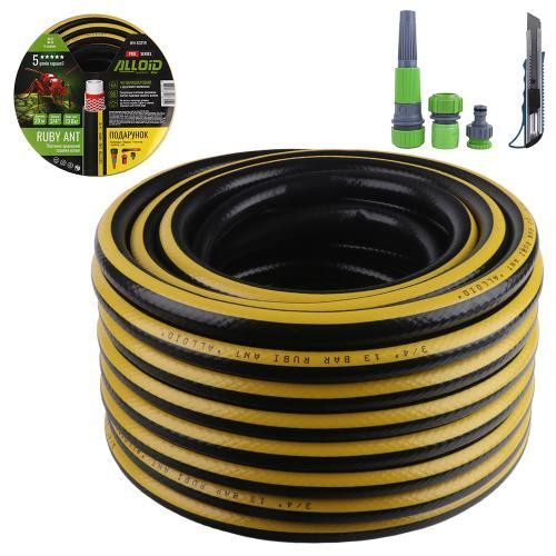 Шланг армований 4-х шаровий, "Ruby Ant" 3/4" 20 м + подарунок розприскувач "Равлик", 2 адаптори, конектор і ніж. Alloid Pro Одеса - фото 1