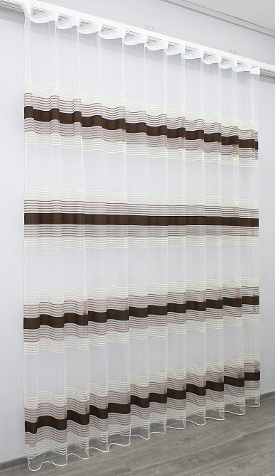 Тюль VR-Textil 1309т Терція Фатин смужки Венге з бежевим та какао 300х270 см (42-0008) Київ - фото 4
