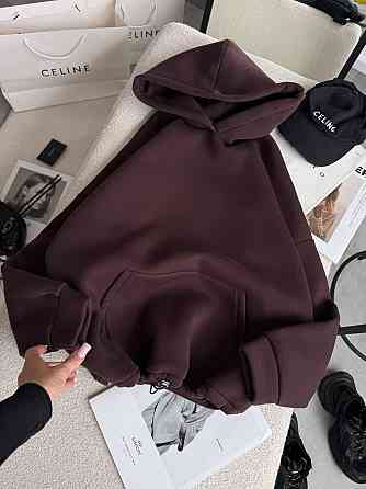 Жіноча базова кофта худі з турецької тринитки на флісі Шоколад Одеса