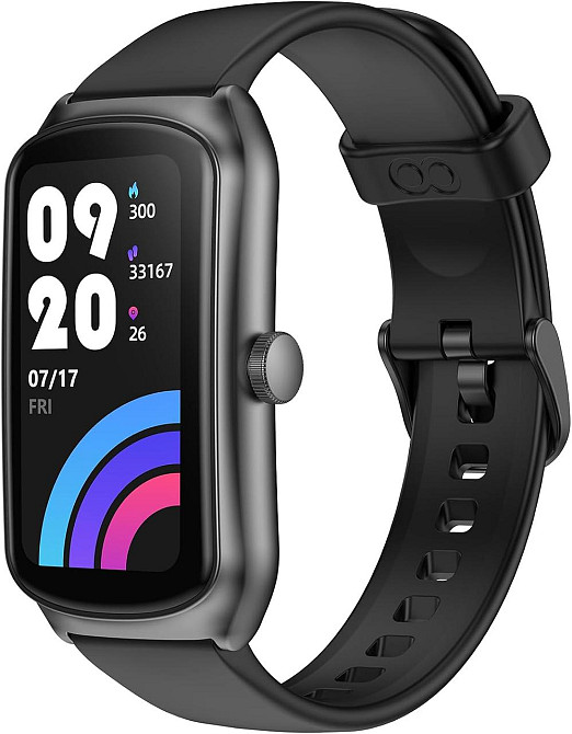 Фітнес-трекер anyloop 1.58" чорний IP68 пульсометр крокомір лічильник калорій 250mAh смарт-годинник для чоловіків і жінок Київ - фото 1