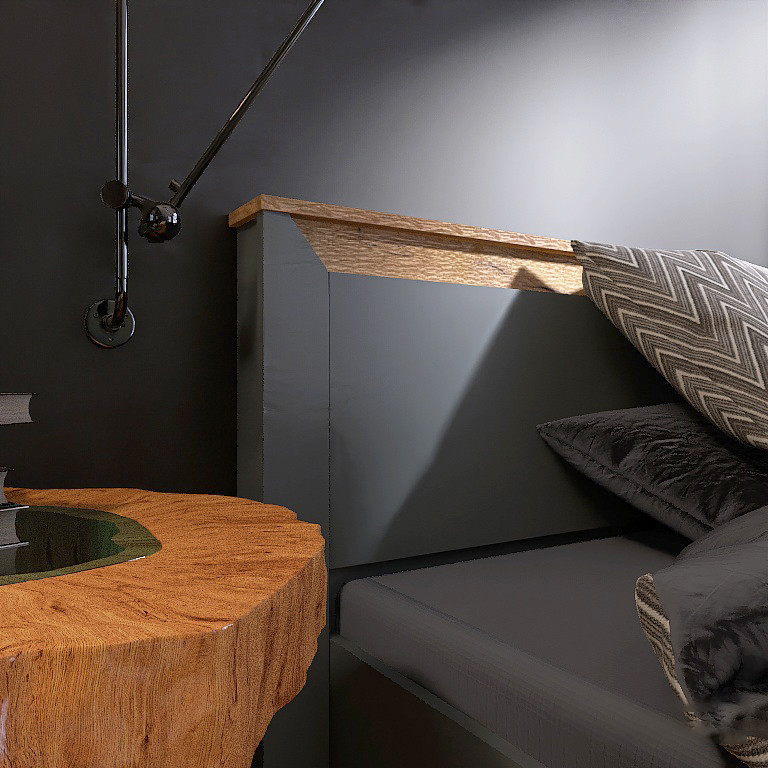 Кровать двуспальная Эверест Нордик-1600 (щит ДСП под матрас) 160х200 см Графит + Дуб крафт золотой (DTM-5558) Днепр - изображение 8