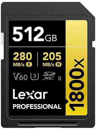 Карта памяти Lexar 512GB Professional 1800x UHS-II SDXC GOLD Series. Киев