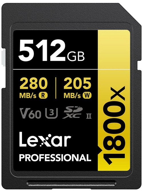 Карта памяти Lexar 512GB Professional 1800x UHS-II SDXC GOLD Series. Киев - изображение 2