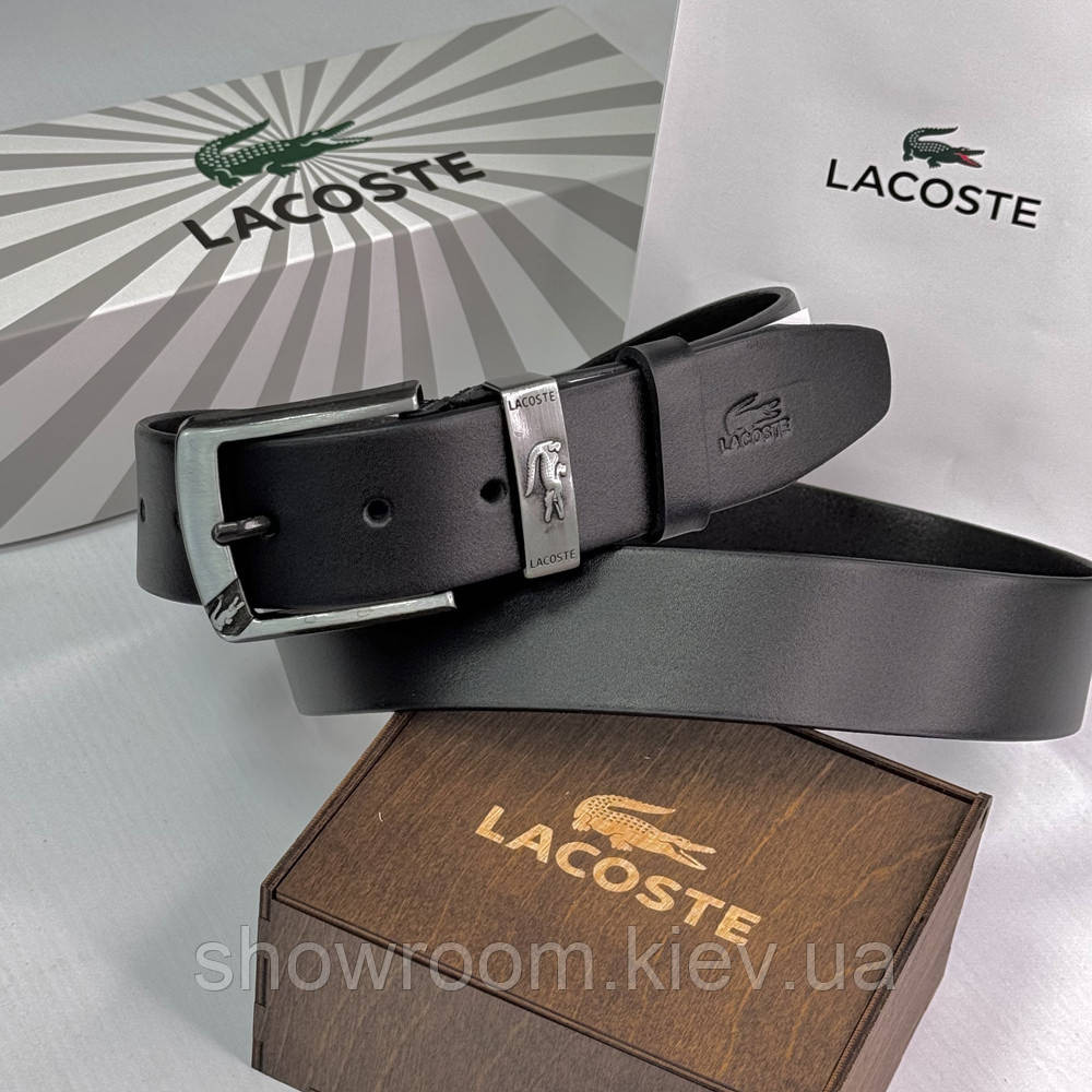 Чоловічий ремінь Lacoste з натуральної шкіри (986) Київ - фото 5