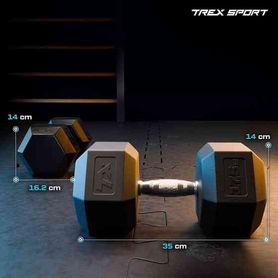 Гантеля шестигранная прорезиненная TX-175RD Trex Sport 17,5кг Киев