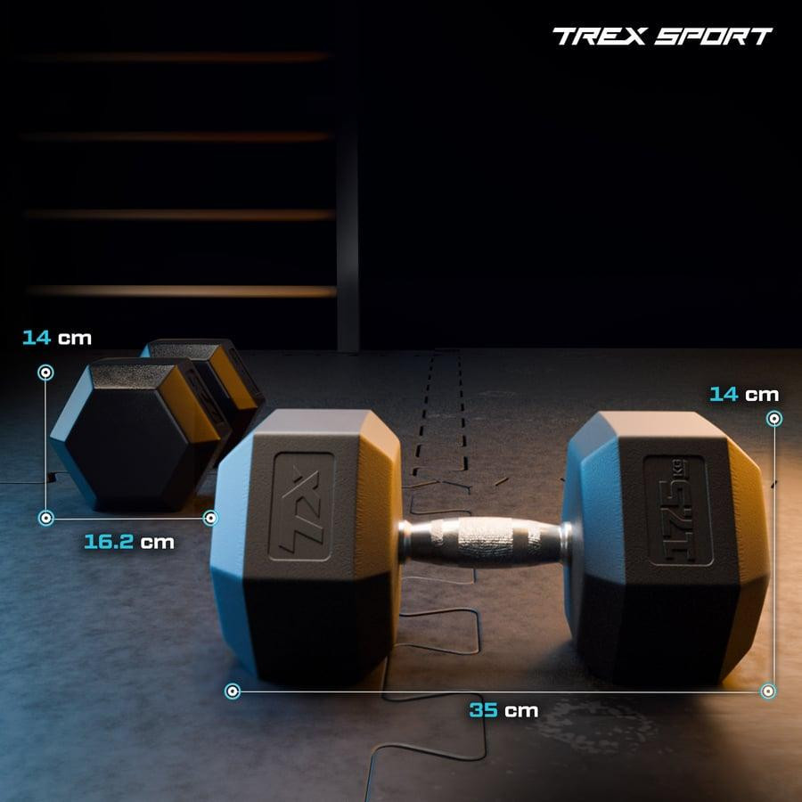 Гантеля шестигранная прорезиненная TX-175RD Trex Sport 17,5кг Киев - изображение 2