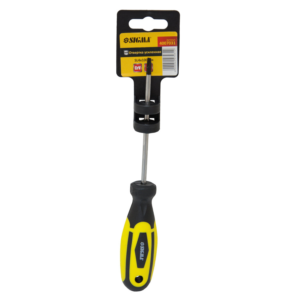 Sigma Отвертка усиленная шлицевая SL4×100мм CrV SIGMA (4007031) Київ - фото 2