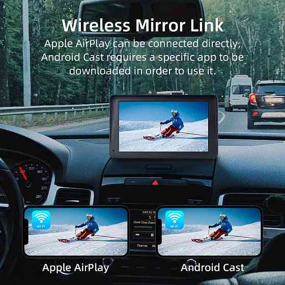 Автомобильный дисплей 7” CarPlay & Android Auto беспроводной фронтальная и задняя камера Bluetooth A Киев