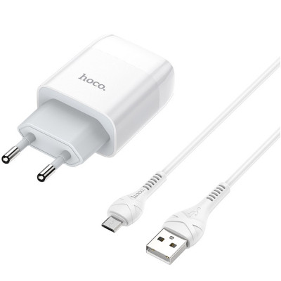 Зарядное устройство HOCO C73A Glorious 2xUSB + cable Micro 5P 12W White (6931474713063) Винница - изображение 2