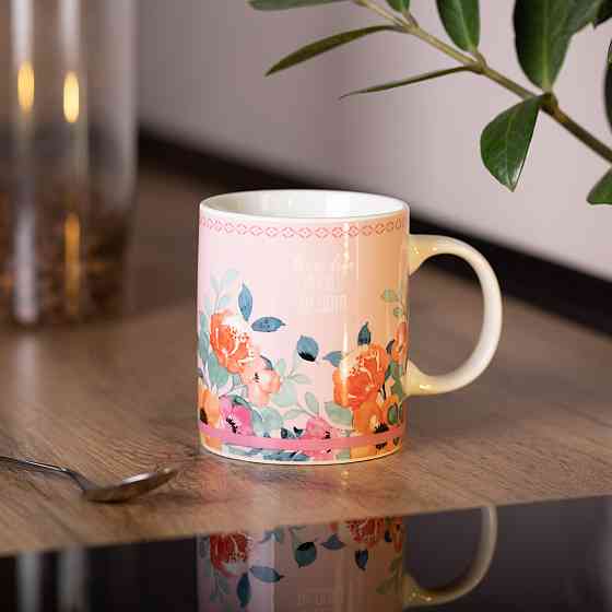 Liling Rongxiang Ceramic Чашка порцелянова з квітковим принтом 400 (мл) для чаю та кави Рожева Коломыя