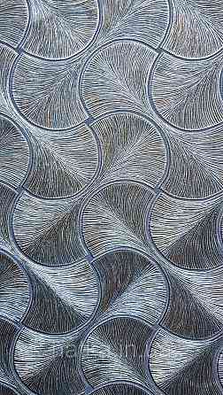 Шпалери вінілові на флізеліні AdaWall Omega1.06х10 геометрія 3д фігури напівкруги смуги бірюза срібло 23201-6 Київ