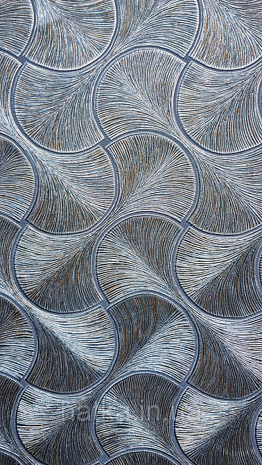 Шпалери вінілові на флізеліні AdaWall Omega1.06х10 геометрія 3д фігури напівкруги смуги бірюза срібло 23201-6 Київ - фото 3