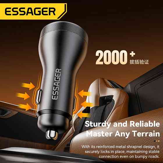 Автомобильное зарядное устройство Essager ES-CC17 100W A+C (USB-A + Type-C) — мощная быстрая зарядка для смартфонов и ноутбуков Николаев