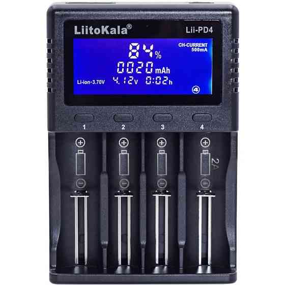 Зарядний пристрій Liitokala Lii-PD4, 4 канала, Ni-Mh/Li-ion/LiFePo4, 220V/12V, LCD, Box Киев
