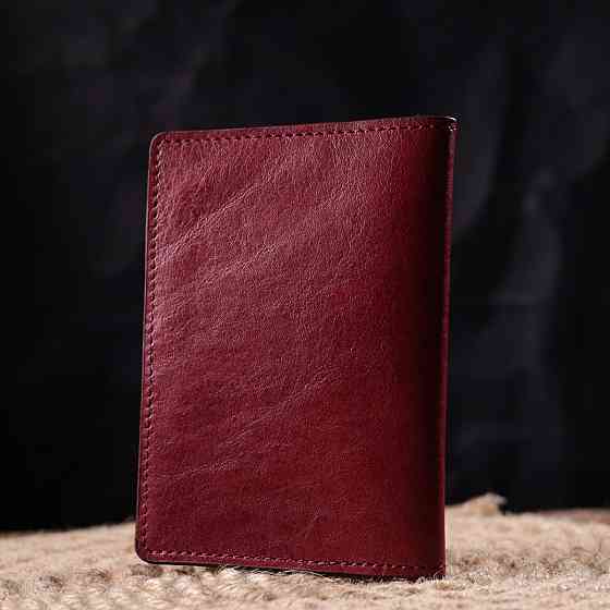 Женская обложка на военный билет из глянцевой кожи Карта GRANDE PELLE 16779 Бордовая Киев