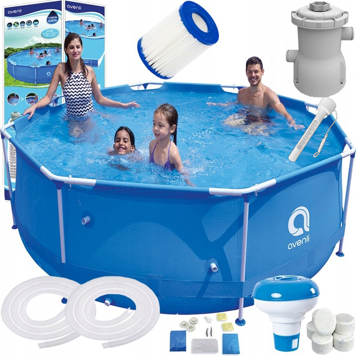 Басейн каркасний Avenli 305х76 см на міцній рамі комплект 17в1 (68217) Київ - фото 1