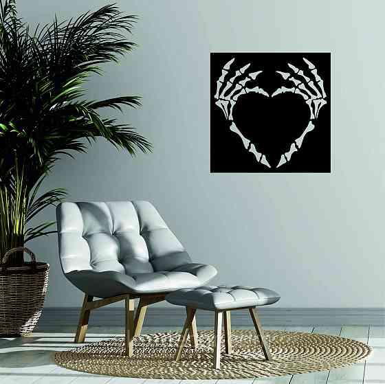 Декоративное настенное 3D Панно «Скелет», Декор на стену с объемом 70*70 см, Черный Киев