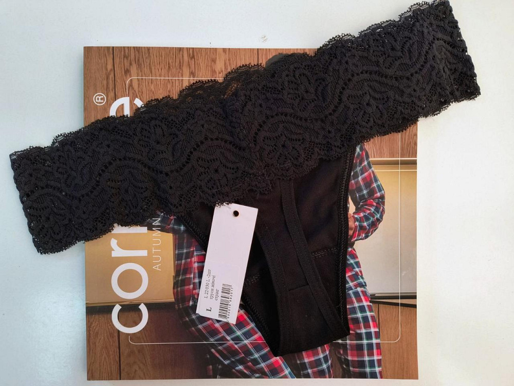 Стрінги мереживні чорні бавовна 2 шт. в уп Lans 22/030 M Київ - фото 10