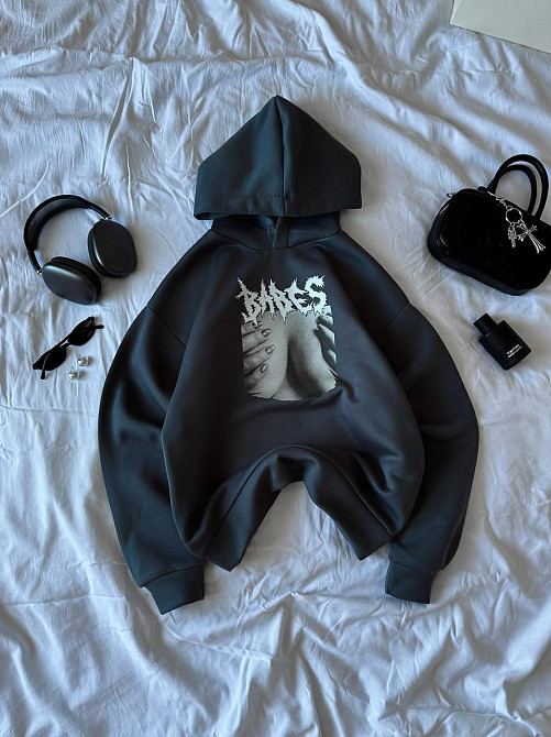 Жіноча тепла оверсайз худі з родзинкою трьохнитка на флісі Одеса - фото 3