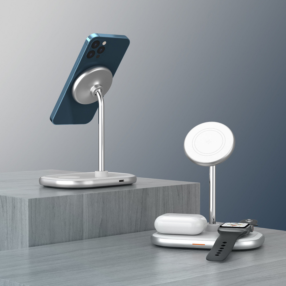 Зарядний пристрій 15W 3-in-1 Magnetic Wireless Fast Charger white Energizer Винница - изображение 4