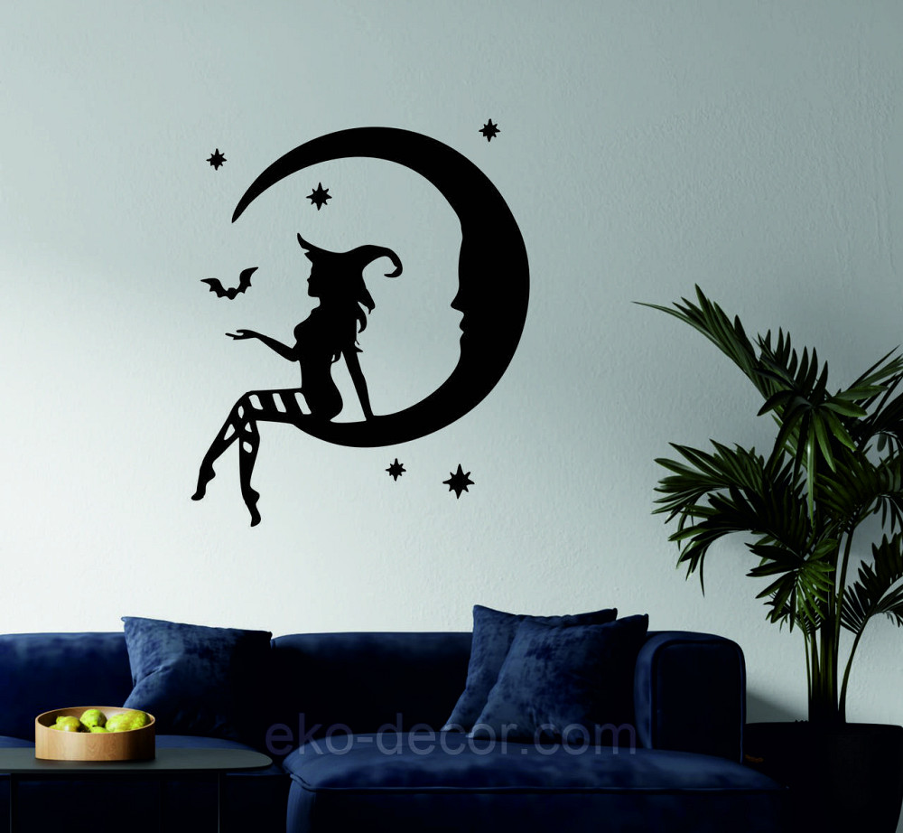 Декоративне настінне Панно «Ведьма на місяці», Декор на стіну 70*58 см, Чорний Київ - фото 2