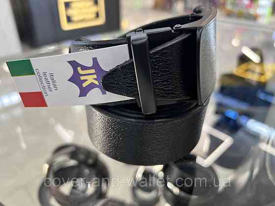 Брючний чоловічий ремінь з натуральної шкіри чорного кольору з пряжкою-автомат 35мм PS Leather Київ