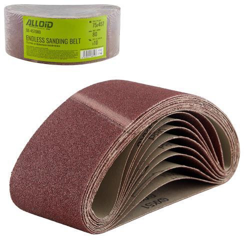 Стрічка шліфувальна нескінченна 75х457мм, зерно 80, 10шт Alloid Одеса - фото 1