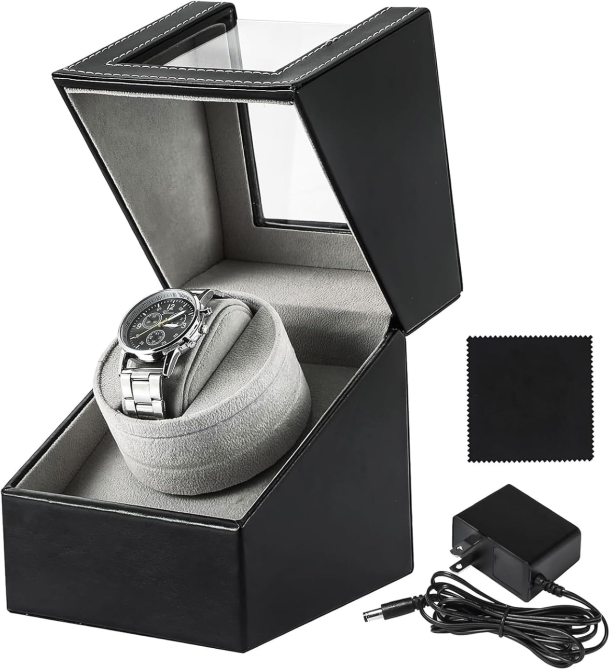 Ротомат, Віндер, Скринька для автопідзаводу годинника (Watch Winder) для автопідзаводу годинника, 1 слот, тихий мотор, екошкіра Київ - фото 3