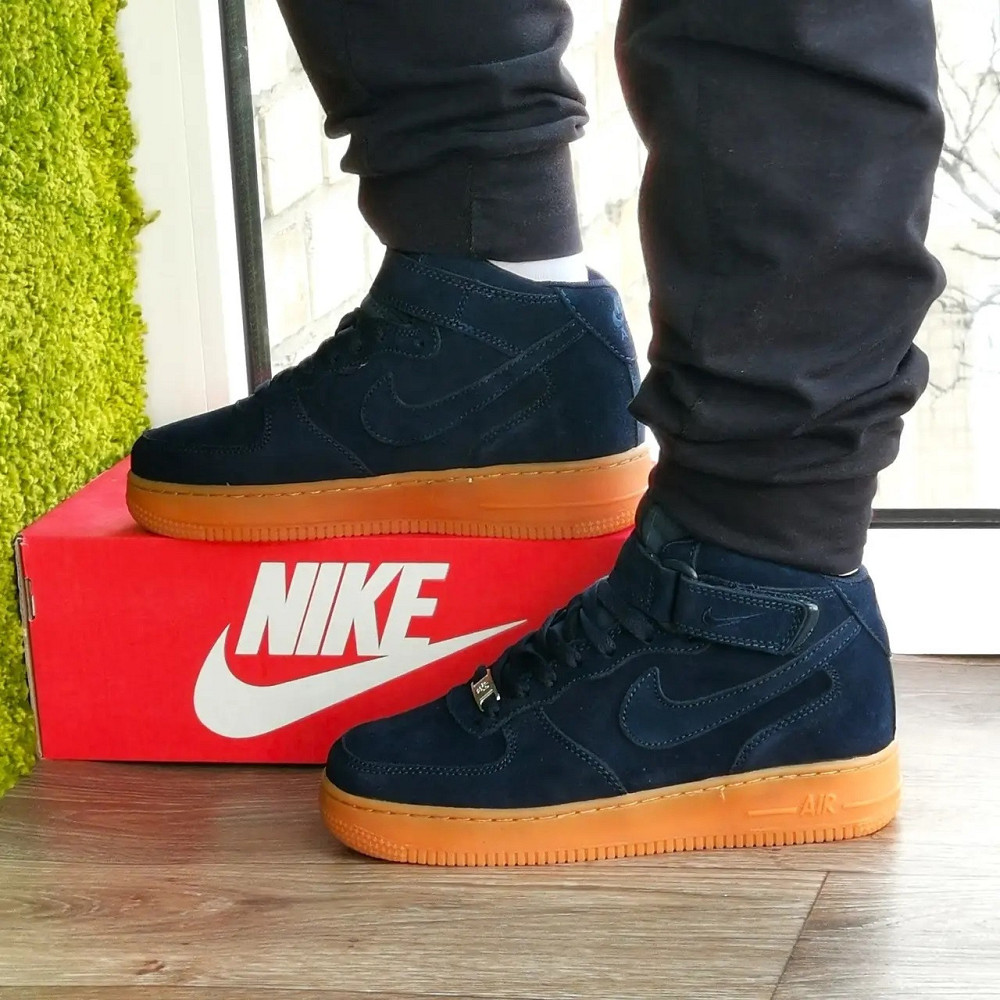 Термо Кросівки Nike Високі Сині Жіночі Форси Замшеві Найк Єврозима (розміри: 37,38,39,40,41) Дніпро - фото 8