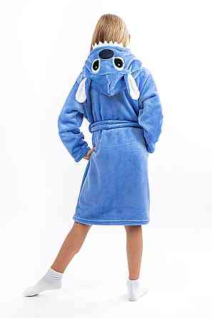 Халат детский, велсофт, голубой Стич топ Крохатушка одяг Киев