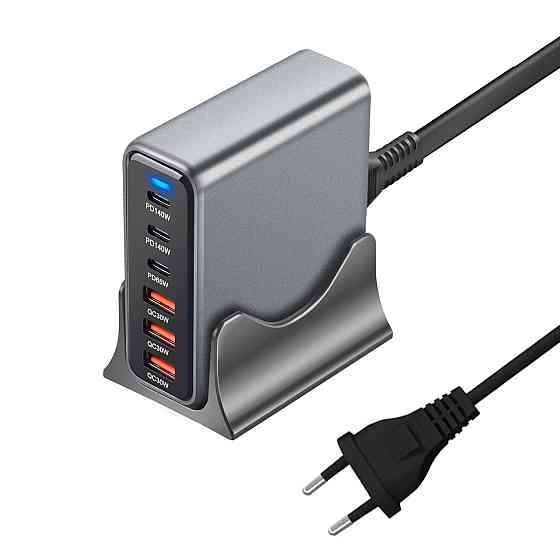 Сетевое зарядное устройство Gan 3C3A-435W (2Type-C-140W+1Type-C-65W+3USBQC3.0-30W) Серый Винница