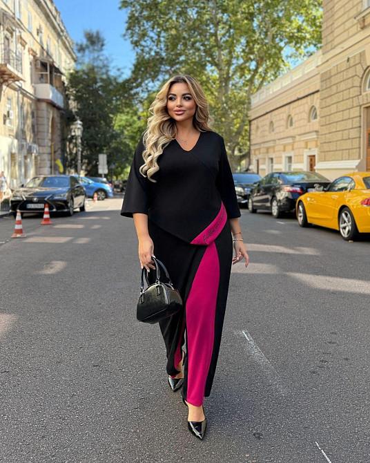 Женский стильный костюм двойка креп дайвинг Беж, 48/50 Одесса - изображение 3