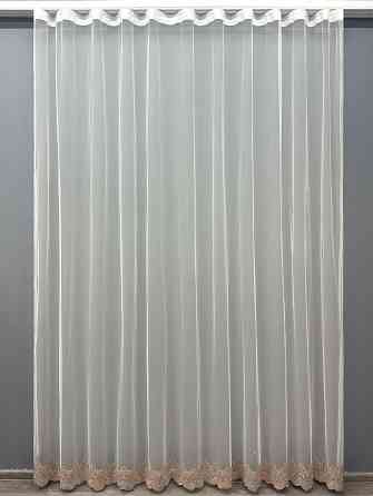 Тюль VR-Textil 1699т Грек-сетка с вышивкой Молочный с пудровым 300х270 см (42-0733) Киев