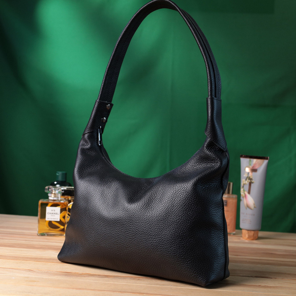 Жіноча сумка на плече з натуральної шкіри флотар Shvigel 22827 Чорна Київ - фото 9