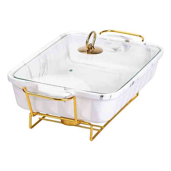 Yiwu Настільний марміт 2 літри прямокутний порцеляновий 40х22.5х15.5 см на підставці Lugi Коломыя