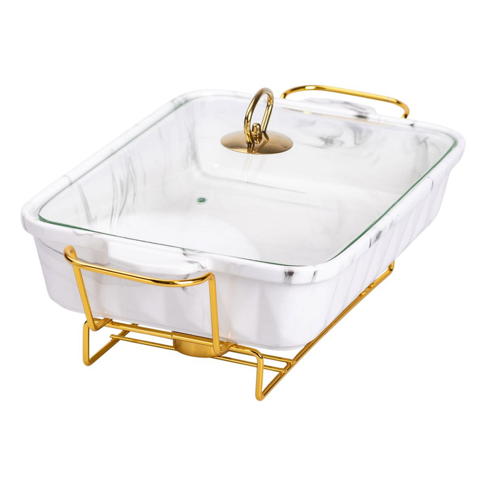 Yiwu Настільний марміт 2 літри прямокутний порцеляновий 40х22.5х15.5 см на підставці Lugi Коломыя - изображение 2