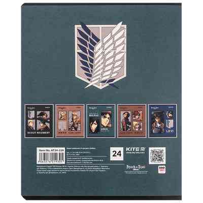 Тетрадь Kite Attack on Titan, 24 листа, линия (AT24-239) Винница