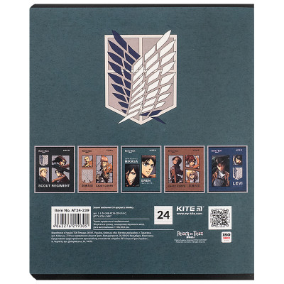 Зошит Kite Attack on Titan, 24 аркуші, лінія (AT24-239) Вінниця - фото 5