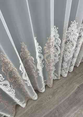 Тюль фатин с вышивкой и люрексом Цвет молочный с пудровым 1857т Киев